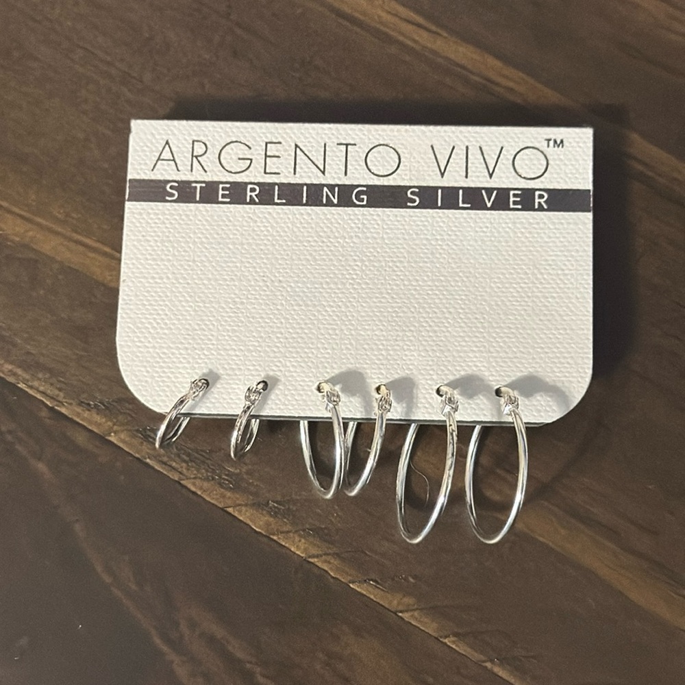 Sterling silver hoops set multi size